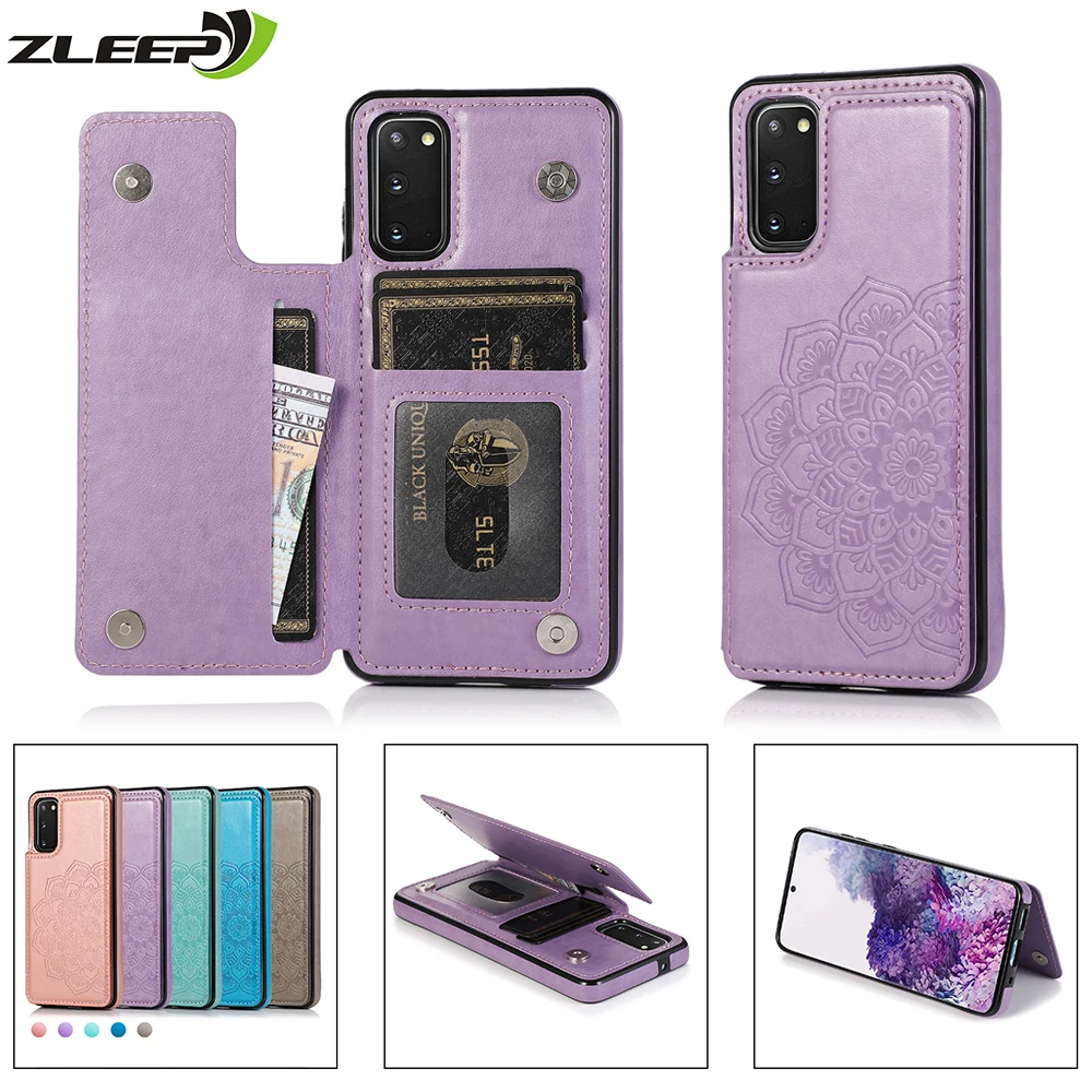 Кожаный чехол для Samsung Galaxy S21 S20 FE S10 S9 S8 Note 8 9 10 20 Ultra Plus S7edge Магнитный слот карт