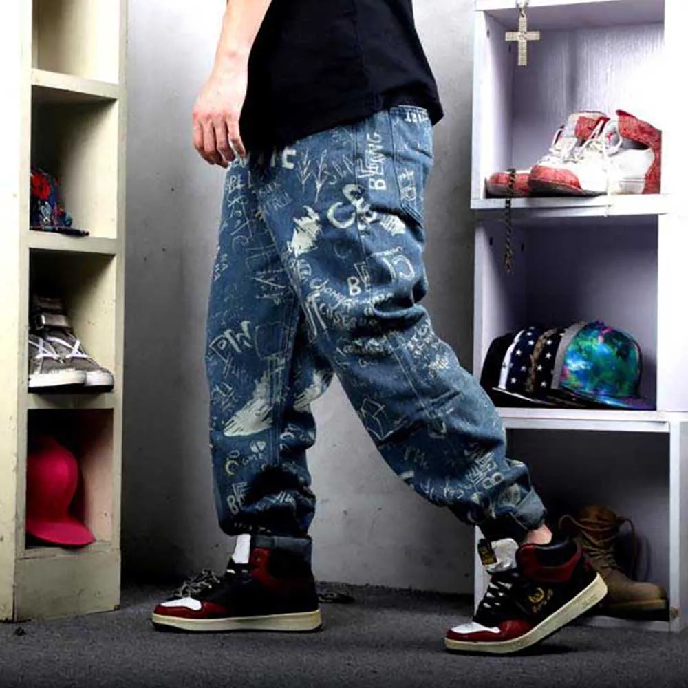 Plus Size Baggy Jeans Men Casual Loose Hiphop Harem Denim Trousers Streetwear Straight Skateboard Clothes