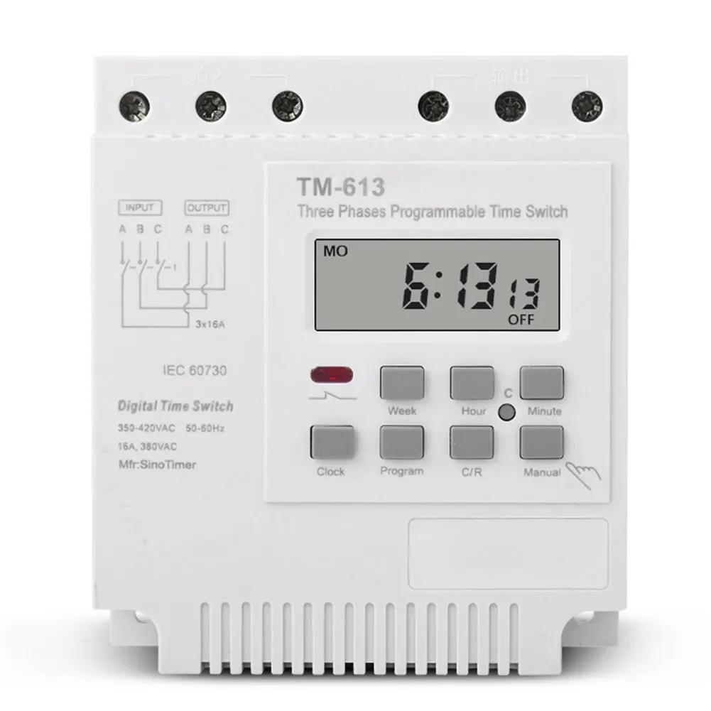 

Relay Timer Switch Controller 380V Wire Connectors Intelligent Three Phase Programmable Waterproof Cover Power Supply Timer