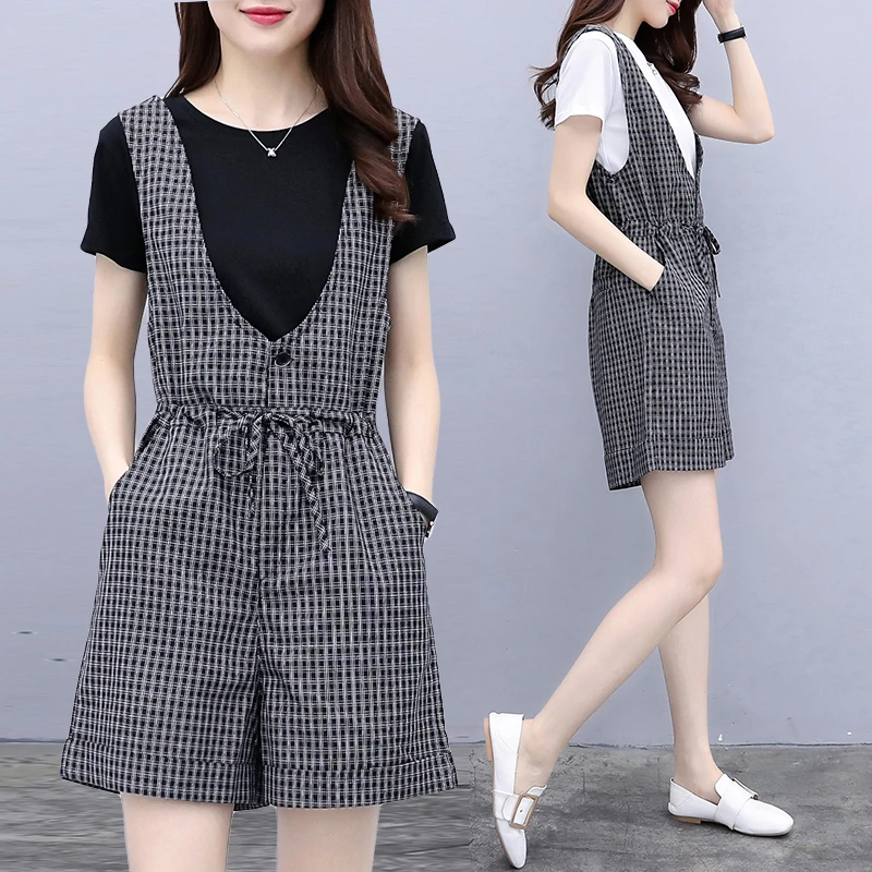 Летний комплект из 2 предметов женские шорты Женский повседневный двух корейский