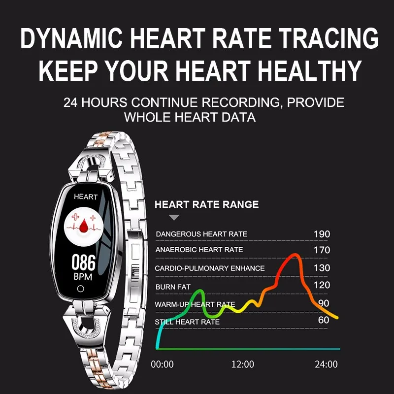 

H8 Women Smart Watch Blood Pressure Monitor Heart Rate Fitness Bracelet Smartband Women Waterproof Sports Smart Wristband Ladies