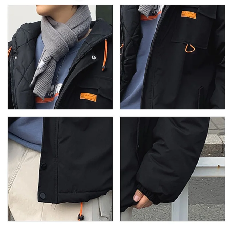 Men's Ins Loose Hooded Tooling Cotton Clothing Korean Fashion Casual Thick Bread Jacket Winter Coat Harajuku Men's Clothing