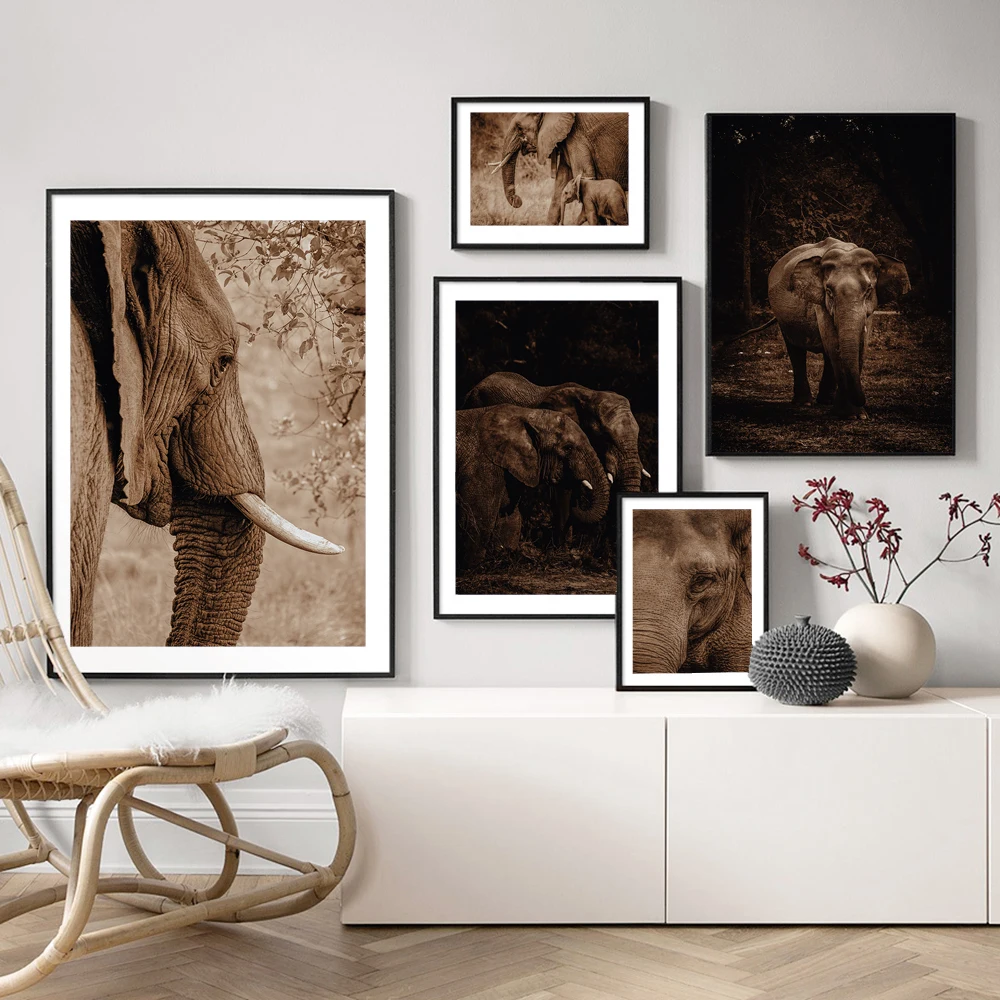 Фотография со слоном, животное, Картина на холсте, художественные принты и плакаты, Настенная картина для Нордического украшения гостиной, ...