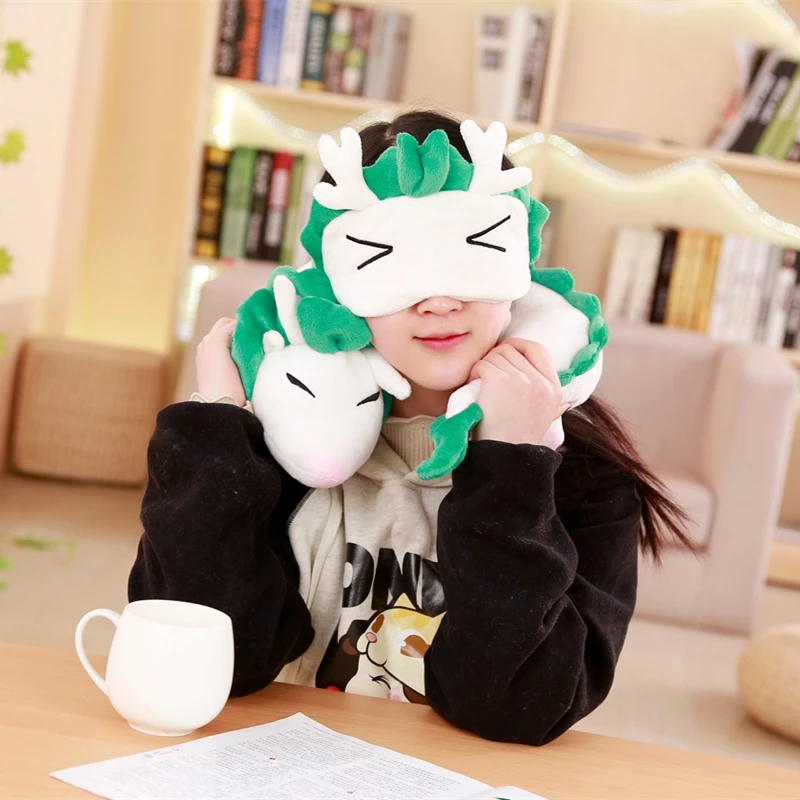 

Ghibli Miyazaki Spirited Away White Dragon Plush toy cartoon anime sleeping eye mask neck U style pillow cushion girl gift 1pc