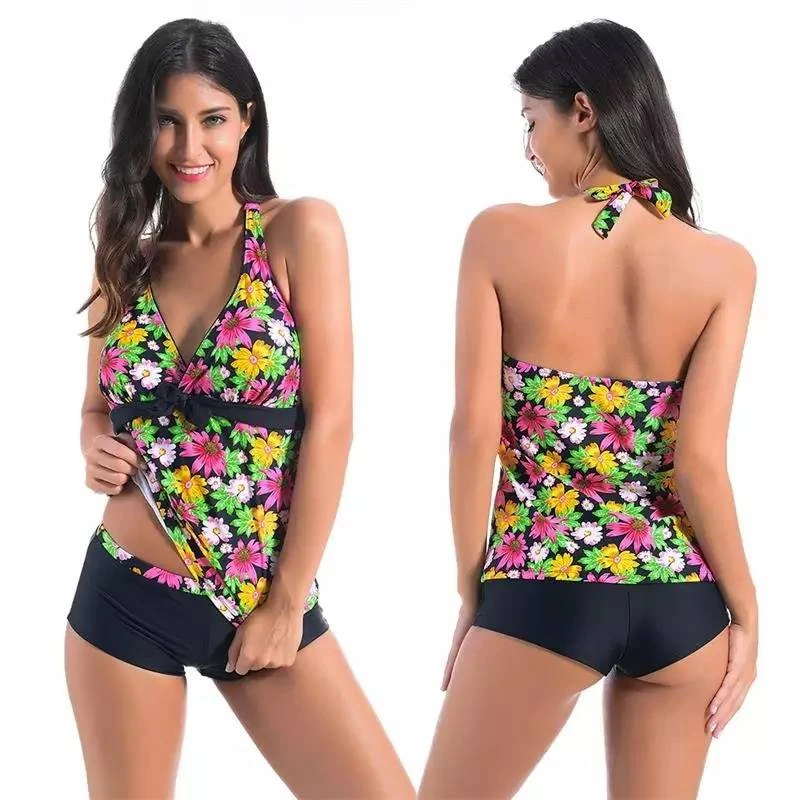 Tankini swimsuit 8 Женский купальник, шорты, два предмета, танкини, купальник для женщин, винтажный принт, пляжный купальник, юбка, боди, плюс размер, купальник - Цвет: Tankini swimsuit 8