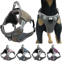 pet dog harness reflective nylon adjustable collar medium large naughty dogs cats vest safety vehicular lead walking running