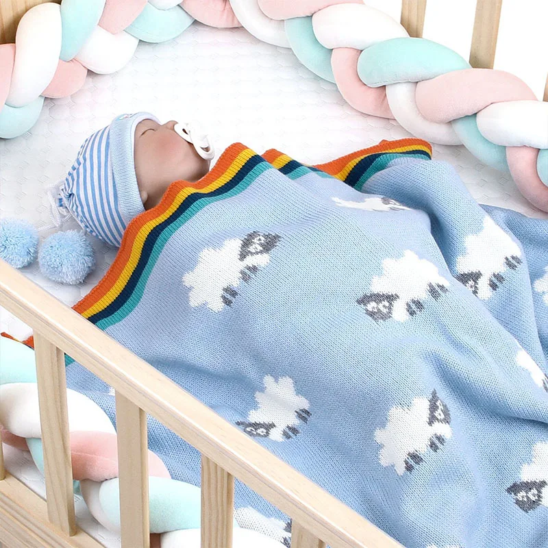 

Newborn Baby Blankets Knitted Crib Bedding Covers Thick Soft Infant Boys Girls Stroller Swaddle Blanket Toddler Quilts 95*75cm