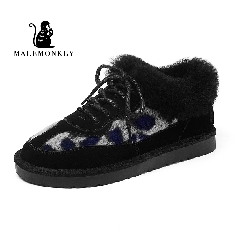 2019 New Fashion Women Winter Lace-Up Leopard Print Casual Shoes Ladies Flats Warm Ankle Boots Snow | Обувь