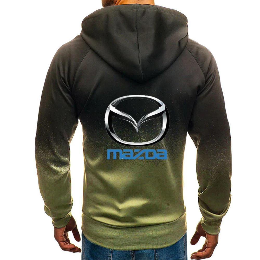 

2021 The New Spring Autumn Men Print Hoodies Zipper jackets Mazda Motors Logo Man Sweatshiratshirts Casual Gradient Color Coats
