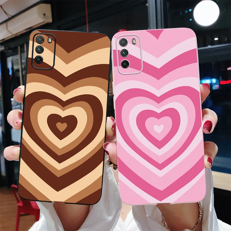for poco m3 case 6 53 silicone love heart cute soft rainbow cover for global version xiaomi xiomi poco m3 pocom3 m 3 phone case free global shipping