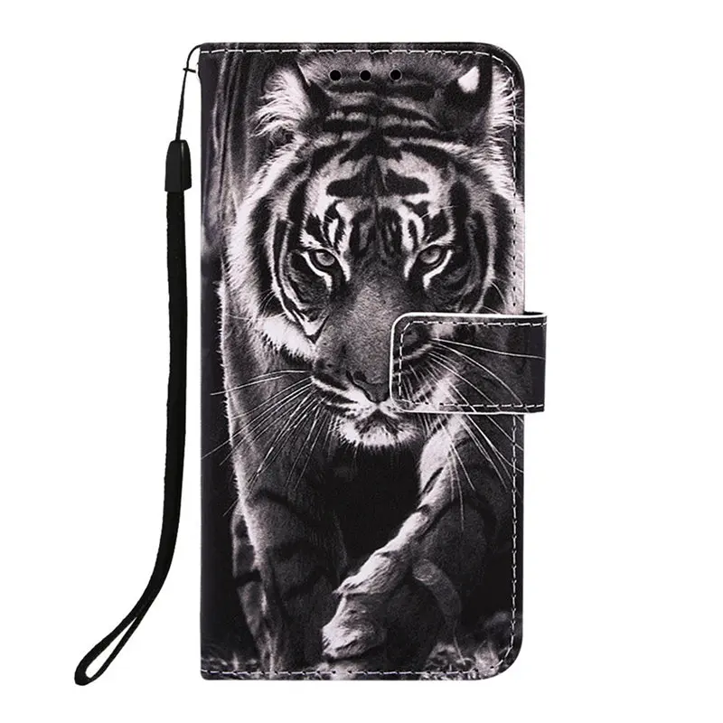 Black White Tiger Ретро Бумажник чехол для телефона для samsung Galaxy A10 A20 A30 A40 A50 A70 M10 M20 M30 S8 J6 Plus кожаный бумажник кошка тигр лиса панда Капа E03Z - Цвет: Black White Tiger