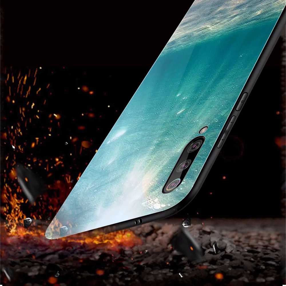 

ciciber Sea Bottom Funda Glass Case for Xiaomi Redmi Mi Note 9 8 9S 7 8A 10 10T K30 8T K30S Poco C3 M2 Pro Lite Ultra Coque Capa