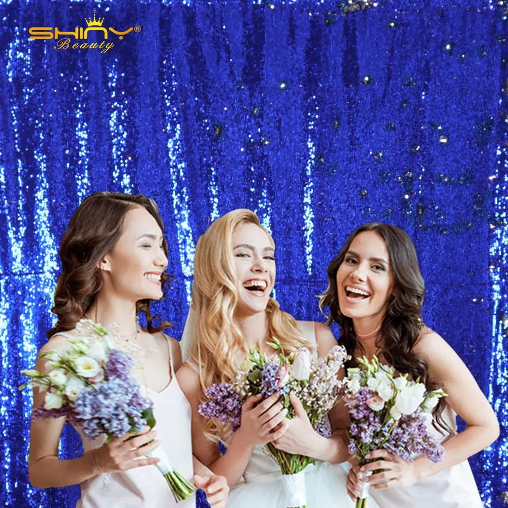 Королевский синий блесток фон занавески Серебро русалка Фото фоны 8ftx8ft Свадебная