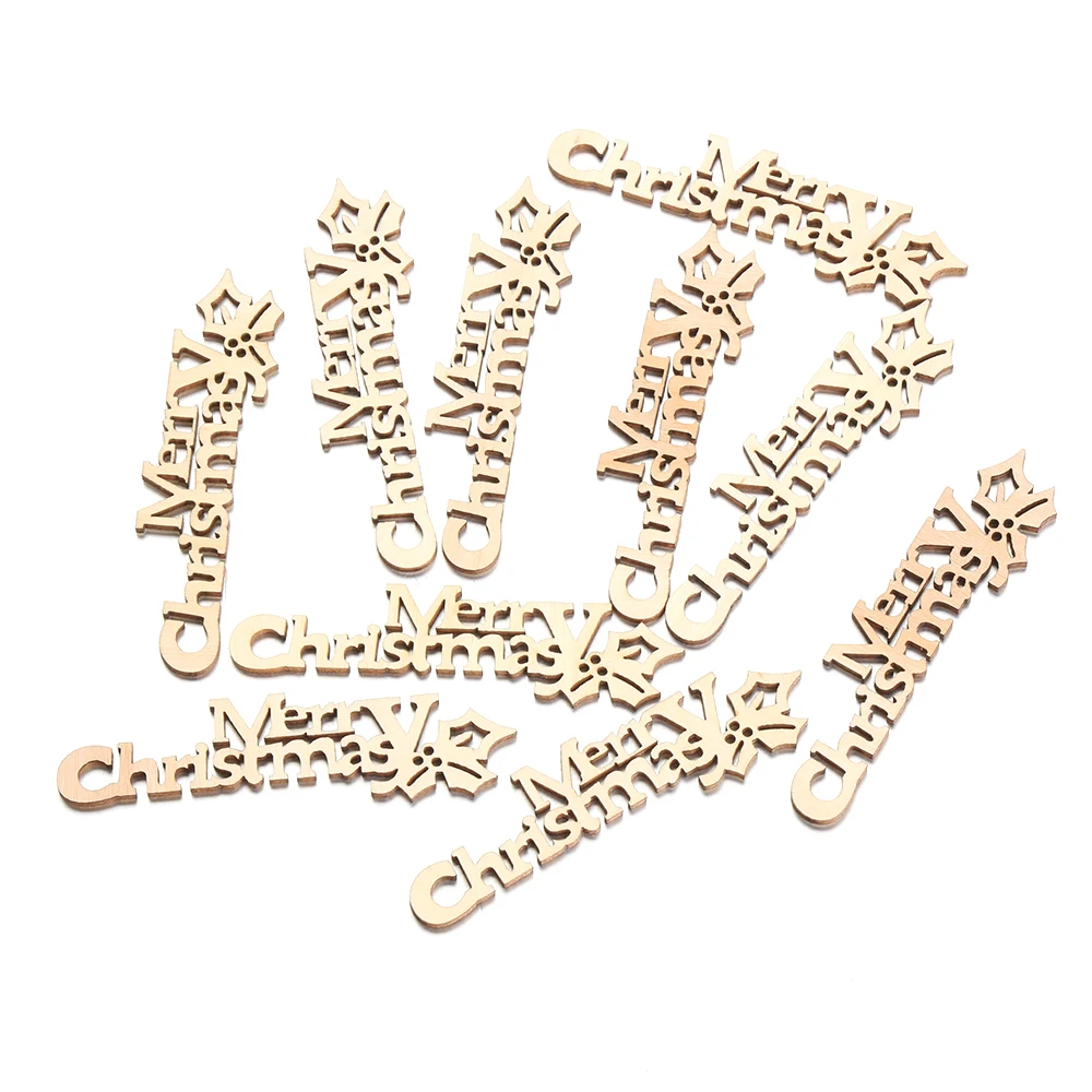 10 шт./пакет Веселая искусственная деревянная нарезка Подвесные Украшения ручной