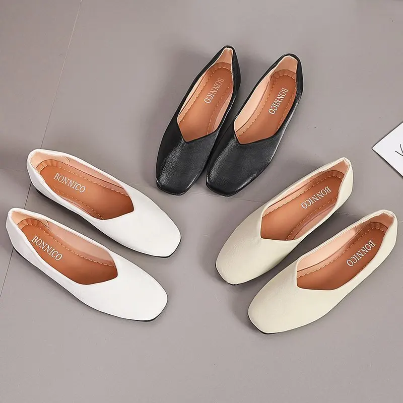 

Plus Size 35-43 Women Flats Slip on Flat Shoes Candy Color Woman Boat Shoes Comfort Loafers Autumn Ladies Round Toe Ballet Flats