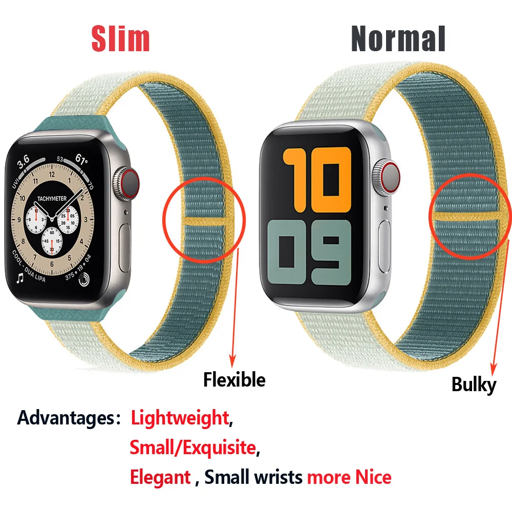Slim Nylon Strap for Apple watch se band 44mm 40mm 42mm 38mm smartwatch Sport Loop bracelet Apple watch serie 3 4 5 6 42 mm band