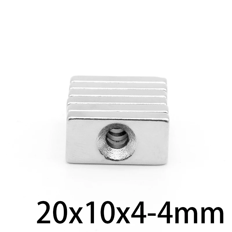 

2/5/10/20/50PCS 20x10x4-4mm Quadrate Countersunk Neodymium Magnet Hole 4mm 20x10x4-4 Block Strong Powerful Magnets 20*10*4-4