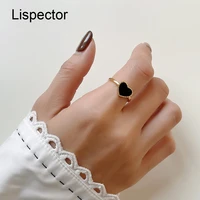 lispector 925 sterling silver korean simple black agate love heart rings for women temperament matching ring female jewelry gift