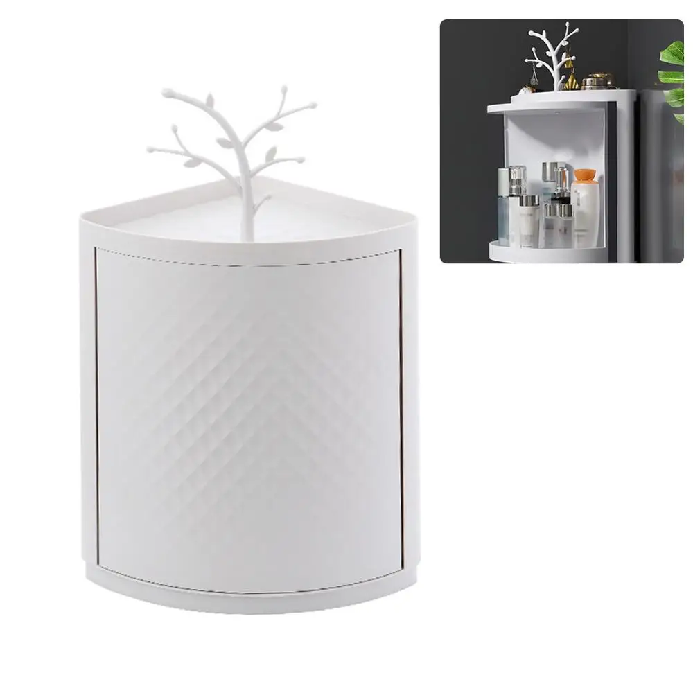 Вращающаяся полка для ванной треугольная стойка хранения косметики настенная