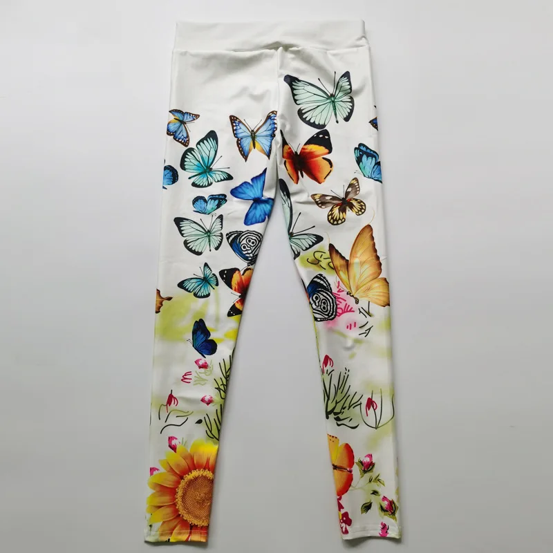 

Butterfly Women plus size sexy white leggings High waist push up summer yoga pants Fitness gym workout seamless tights trousers