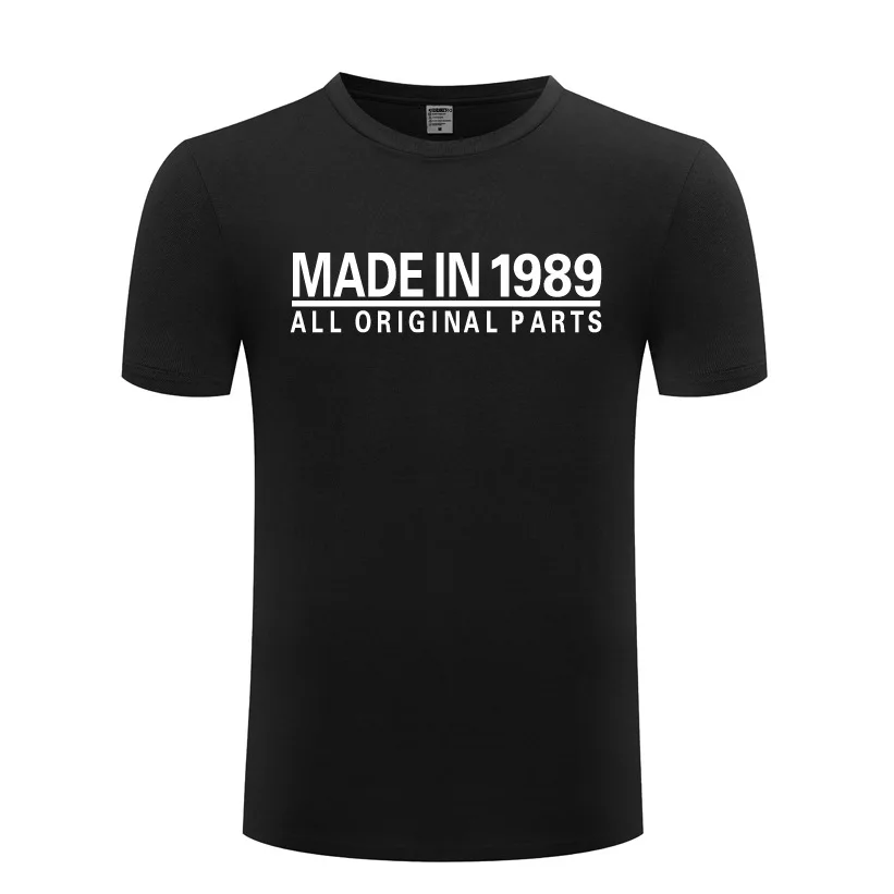 Забавная хлопковая Футболка с круглым вырезом и коротким рукавом сделанная в 1989