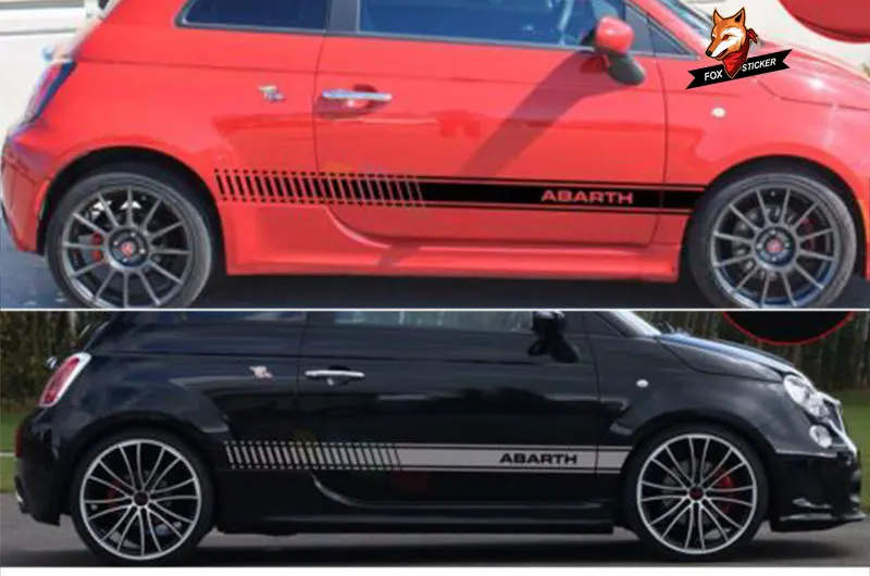 2 шт. автомобильный Стайлинг Abarth сбоку юбка Стикеры гонки полоса средства ухода