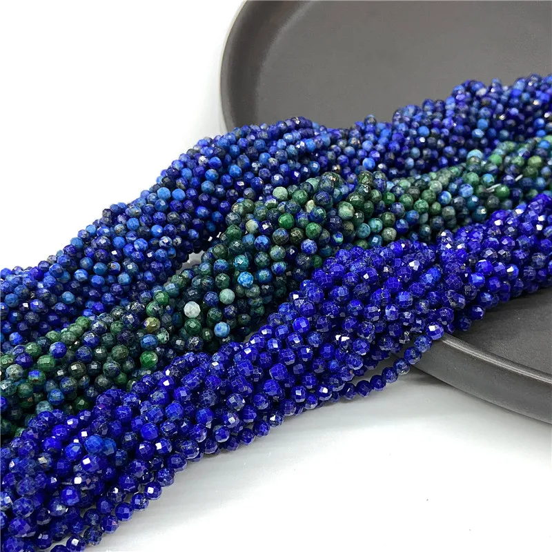 

2/3mm High Quality Natural Lapis Lazuli Bead Faceted Blue Stone Round Loose DIY Beads For Jewelry Making Handmade Bracelet 38CM