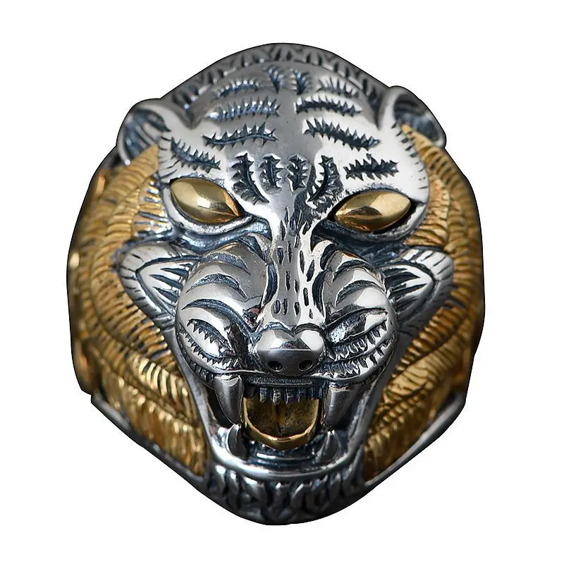

925 Silver Ring Original Punk Ring Creativity Tiger Shape Luxury Ring Men Ring Jewelry Making For Best Gift