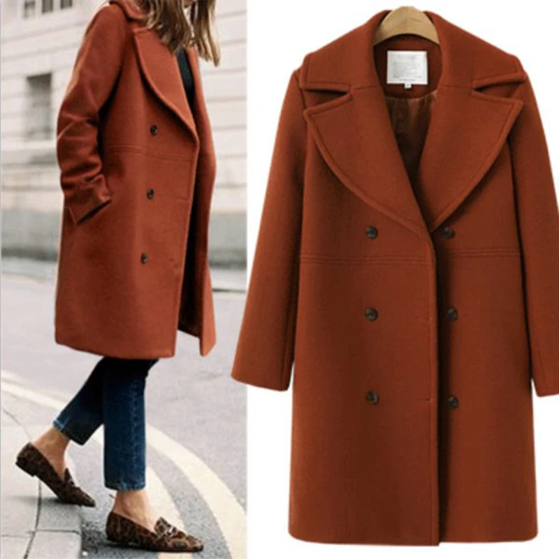 Фото Winter 2019 New Warm Double Breasted Women Long Woolen Coat Solid Pockets Female Wool Jacket Black Casual Femme Женская одежда Winter 2019 New Warm Double Breasted Women Long Woolen Coat Solid Pockets Female Wool Jacket Black Casual Femme Женская одежда