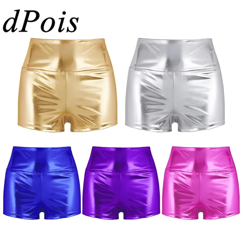 

Womens Sexy Shorts Shiny High-waisted Shorts Bottoms Women Sports Short Gym Gymnastic Workout Dance Shorts Slim Fit For Female