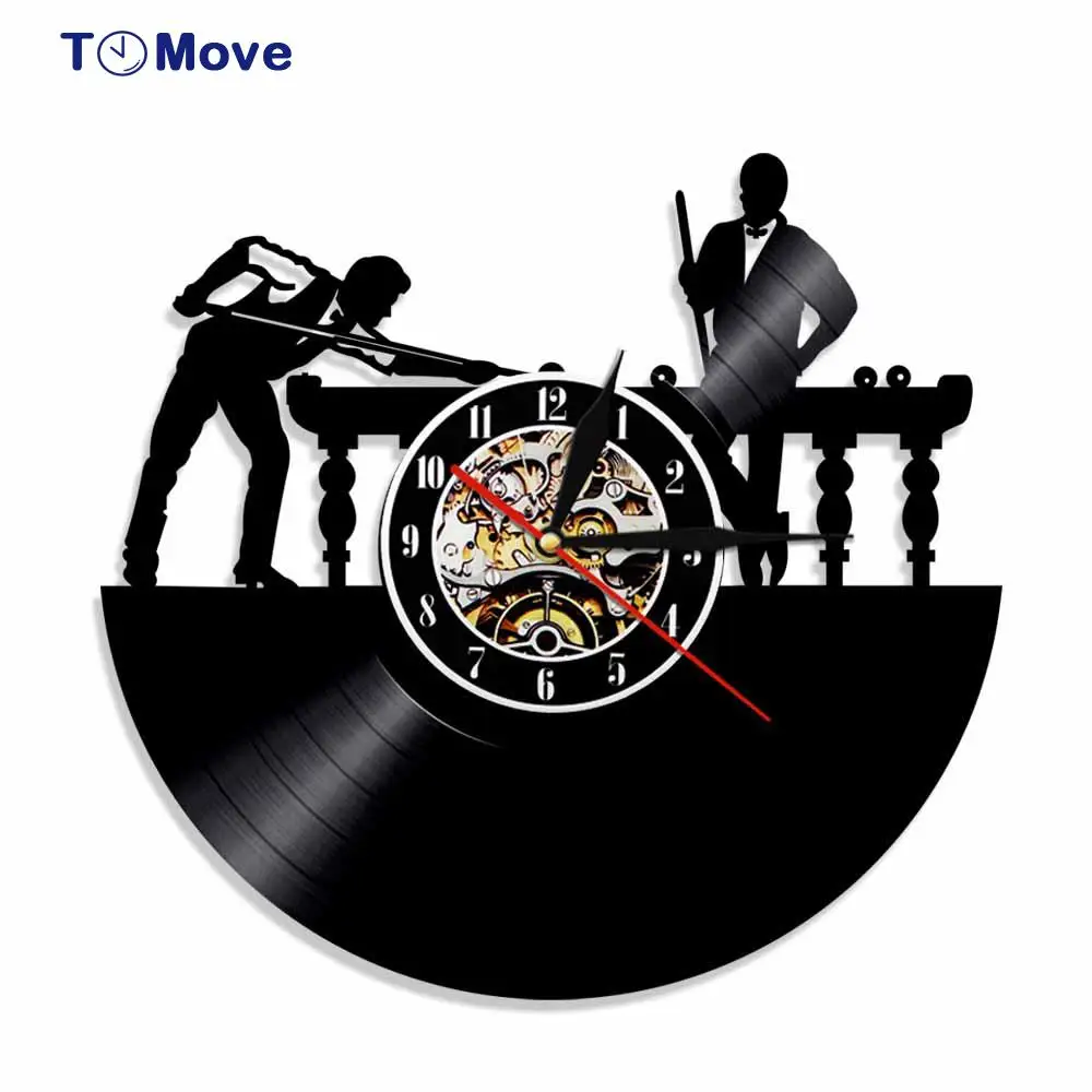 Бильярд плеер настенные часы Батарея работает уникальный бильярдный держатель