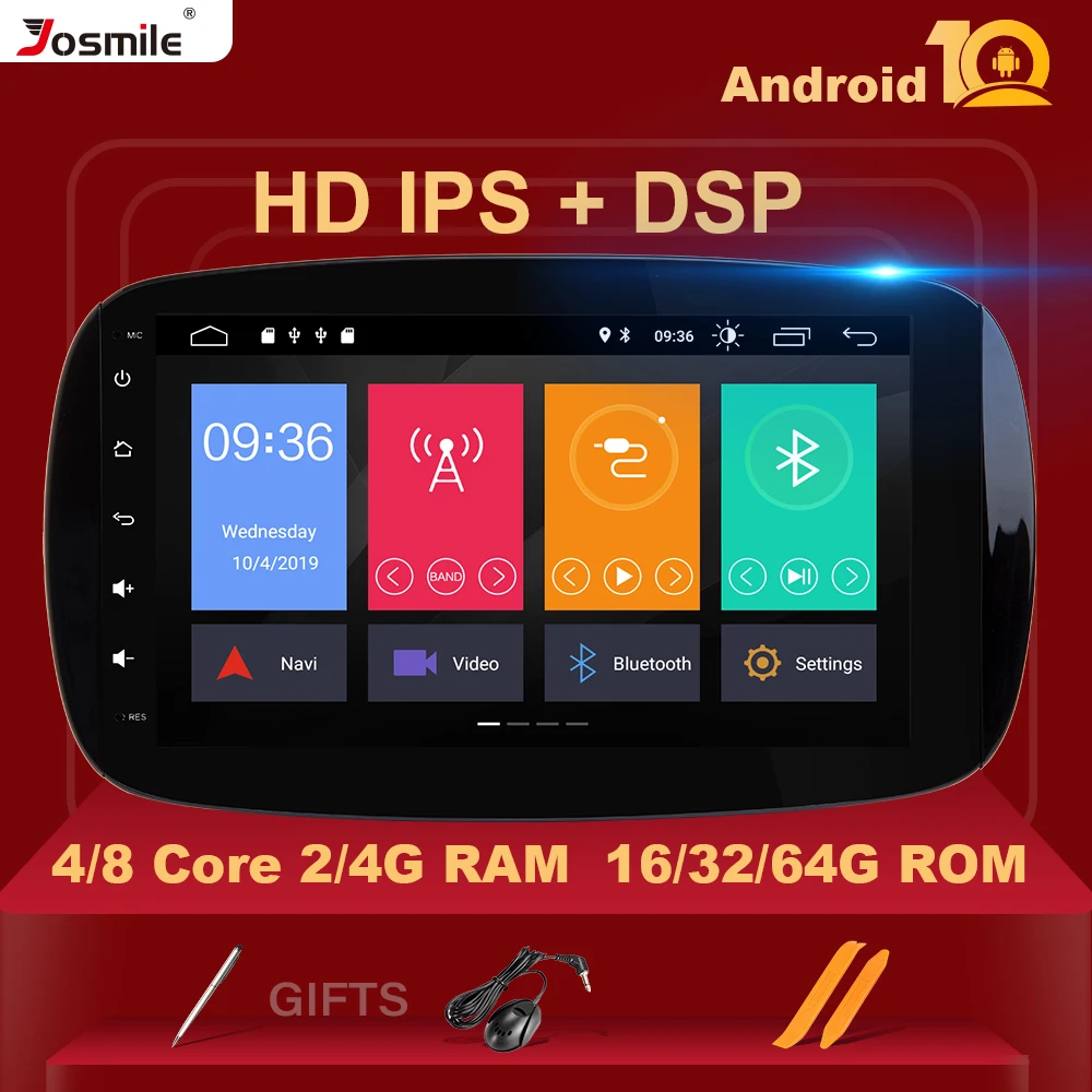 Автомобильный мультимедийный проигрыватель IPS DSP 4G RAM 64GB 1 din Android 10 с радио и GPS