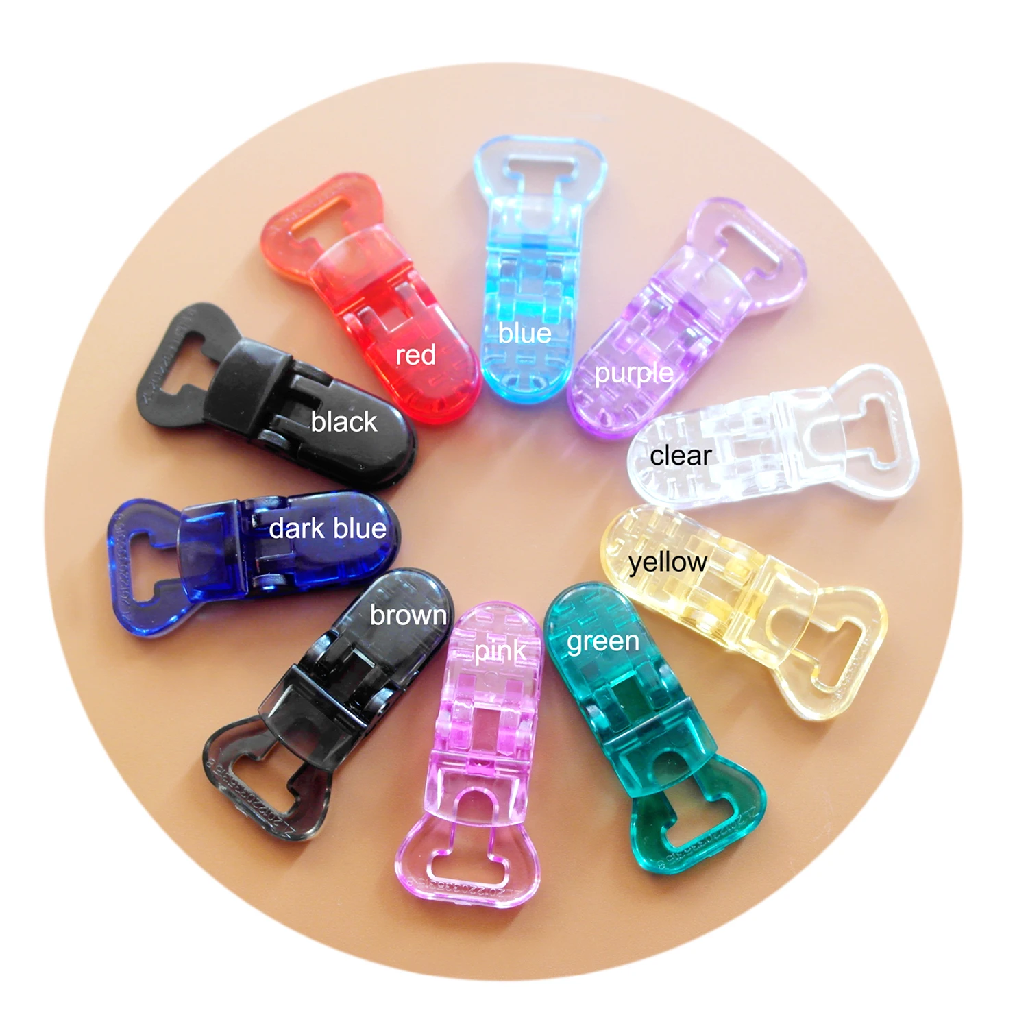 DHL Free Shipping 1000pcs 1.0CM Clear T shape MAM NUK Baby  Plastic Pacifier Clip Dummy Chain Adaptoer Holder Suspender Clips