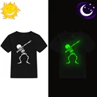 Светящаяся в темноте крутая футболка с черепом для детей мальчиков и девочек Летняя футболка детская футболка в стиле хип-хоп рок