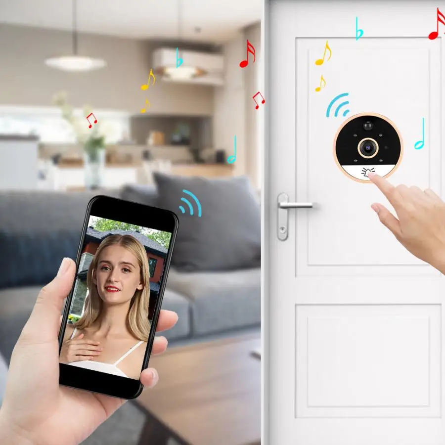 Видеоглазок 4 3 дюйма с wi fi подсветка ночное видение обнаружение движения
