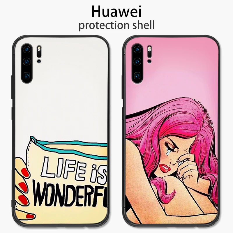 Для huawei P8 P9 P10 Lite Mini P20 P30 Pro твердый задний фон мультяшный силиконовый защитный