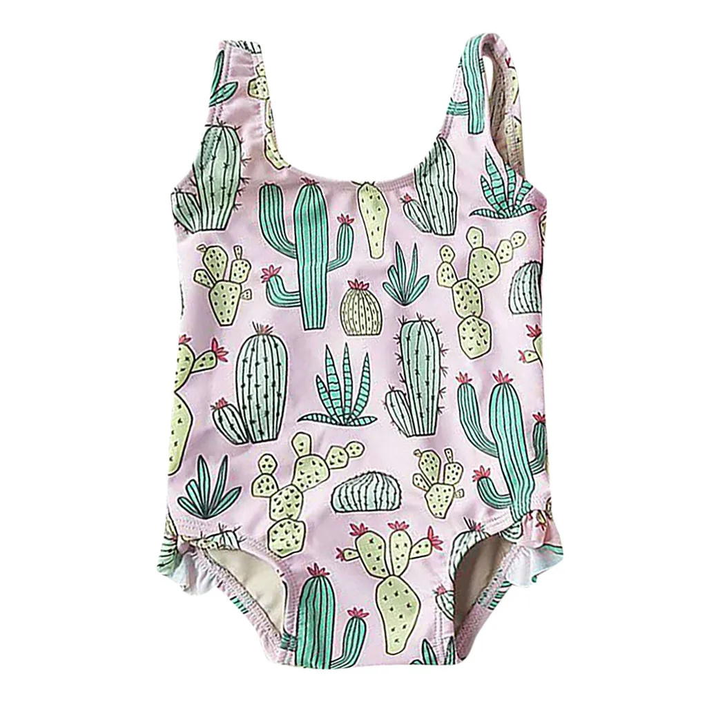 Детский слитный купальник для девочек купальный костюм с цветочным принтом L1128