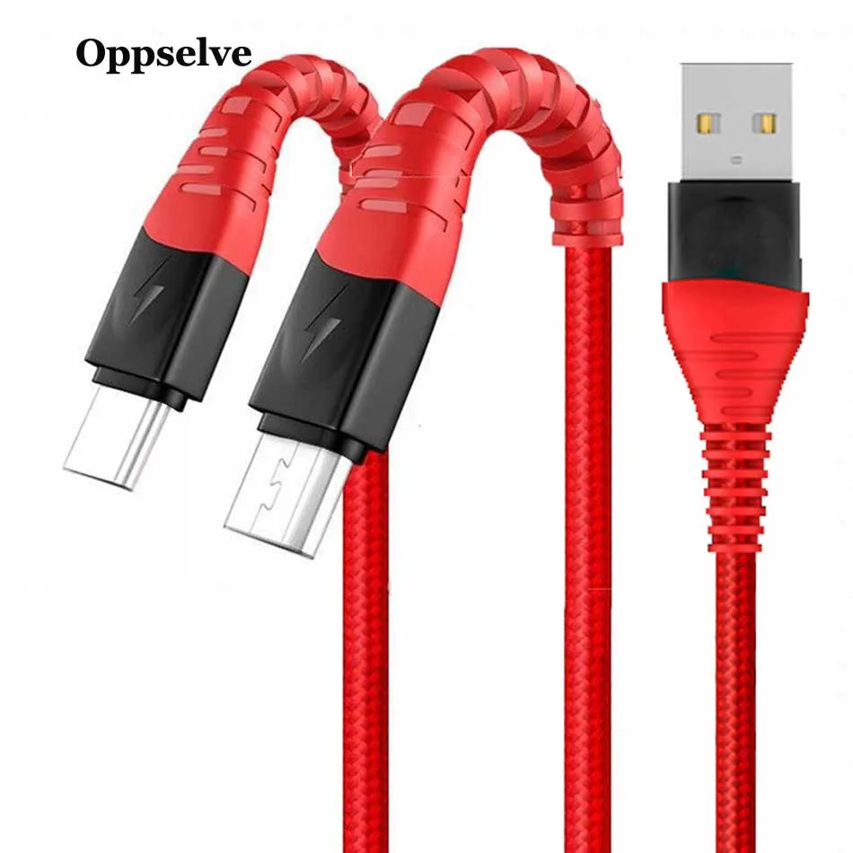 Oppselve Micro usb type-C кабель 2.4A Быстрая Зарядка Кабель Microusb для samsung Xiaomi Android мобильный телефон провод шнур 2 м