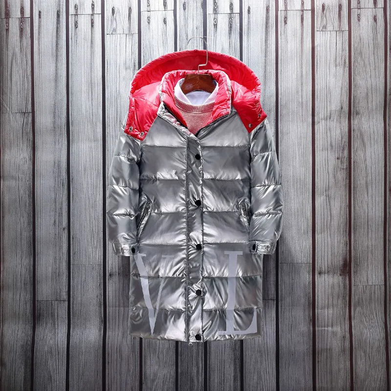 Новый Яркий Детский пуховик с длинным толстым меховым воротником и корейским