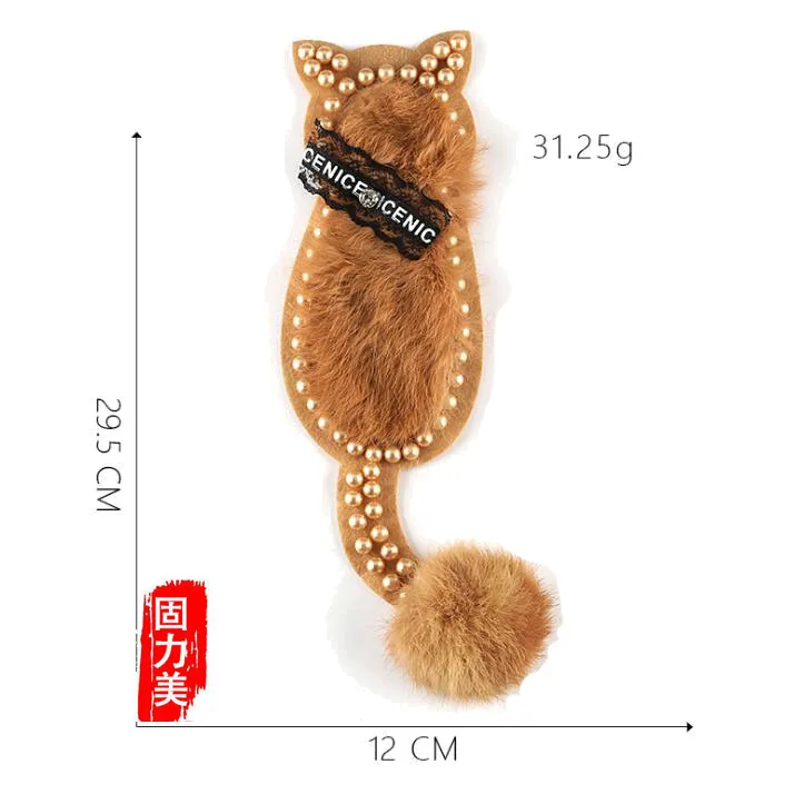 2pc Luxury Miss cat pearl beaded lace necklace wool embroidery patch 3 color white coffee khaki leopard print | Дом и сад