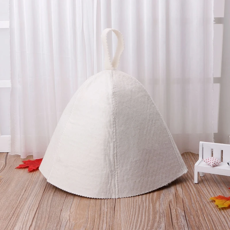 

White Wool Sauna Hat Anti Heat Cap For Bath House Head Protector Russian Style