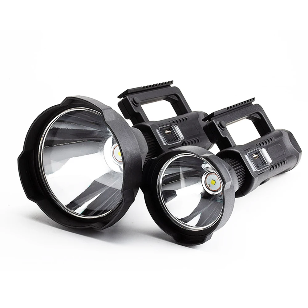 barato P90 Led Lanterna Portátil Tocha Lâmpada Searchlight Usb Bateria Brilhante Embutido Recarregável à Prova Dspotlight água Spotlight Tripé Base