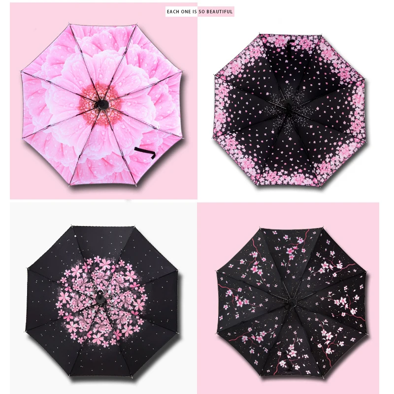 

Fashion Floral ANTI-UV Foldable Umbrella Rain Women Mini Flower Umbrella For Women Windproof Ultralight Umbrellas Female