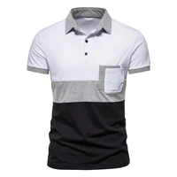 2021 new summer fashion casual mens matching color lapel slim business casual short sleeve polo shirt men