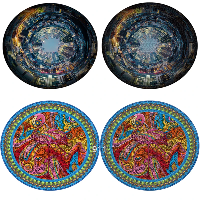 

Новый Красочный Круглый Большой пазл, 1000 шт., игра-головоломка для взрослых для декомпрессии, круг, город, фламинго, животные, дропшиппинг, бу...