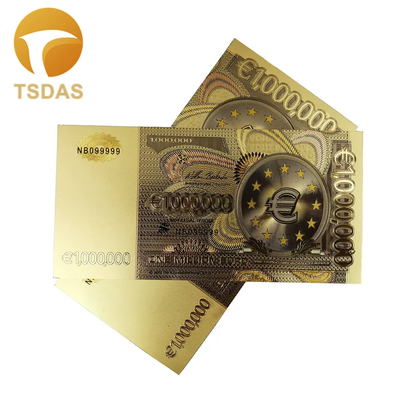 Красочные один миллион Золотая банкнота евро класса люкс 999 24k позолоченные