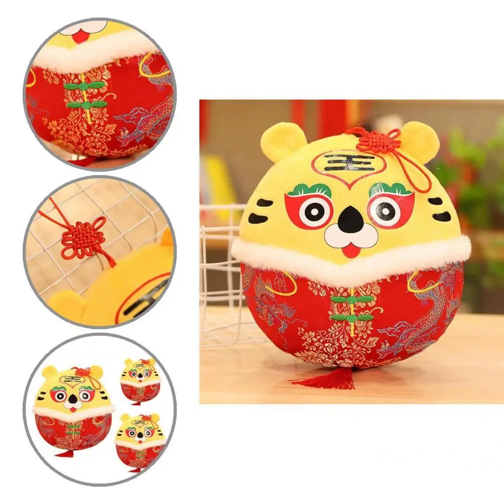 

Multifunctional PP Cotton Finely Stitched Round Ball Cute Tiger Plush Doll Pendant Stuffed Doll Keychain for Car Decor