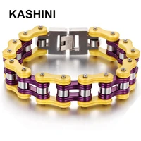 fashion mens chain bracelets bangles biker bicycle motorcycle chain link bracelets for men stainless steel diy jewelry yellow