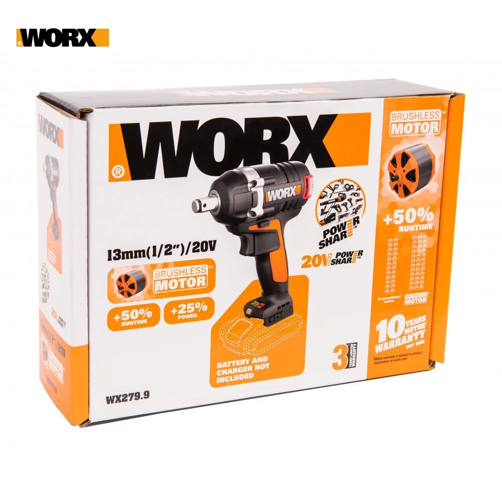 Гайковерт аккумуляторный WORX BL WX279.9 20В бесщеточный без АКБ и ЗУ | Инструменты