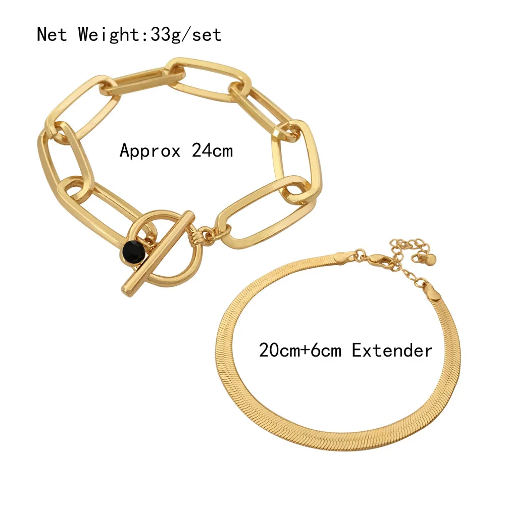 

Unique Mix Color Chunky Chain Bracelet Bangle for Women Men Armband Vintage Lariat Lasso Twisted Circle Bracelets Couple Jewelry